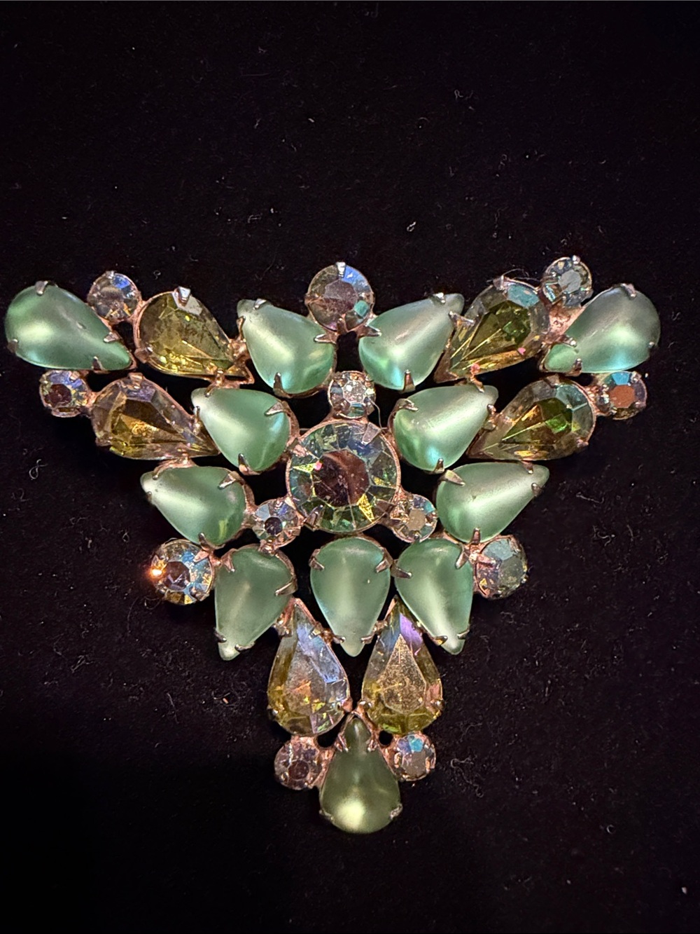 Green Teardrop and Aurora Crystal Floral Brooch - Brand: ?Juliana - Picture 8 of 10